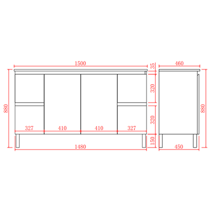 PVC Leg Vanity  590/740/890/1200/1500/1800mm