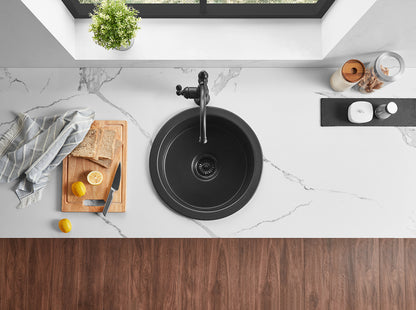 470*228mm Camden Fireclay round insert/undermound Sink FCSR470GW/MB