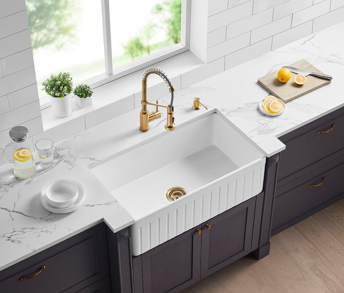 Greenwich Fireclay Farmhouse Single Sink 838*456*252mm (LH-KS07-838GW/MB)