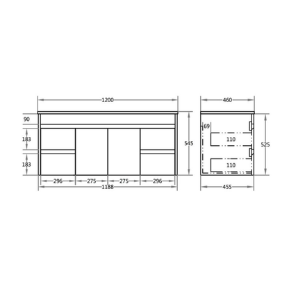 Polar PVC Wall-Mounted Vanity 1200*460*545mm