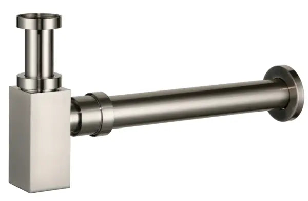 Brass 40mm Bottle Trap Square Brushed Nickel