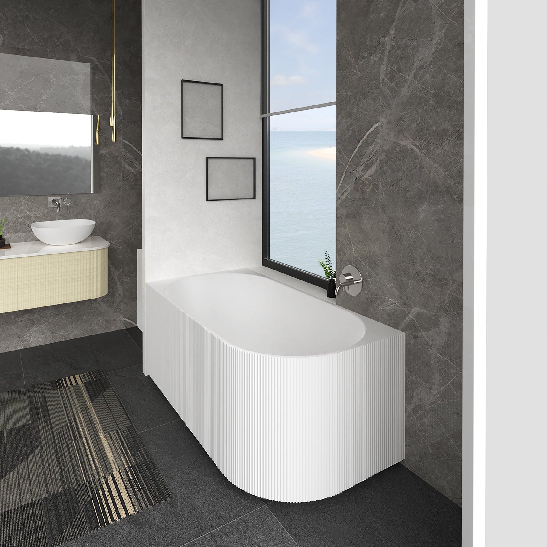 Rondelle Fluted Corner Bathtub 1500/1700mm