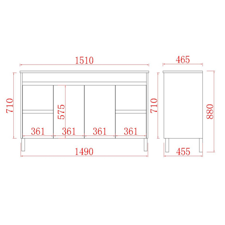 PVC Leg Vanity 600-1790mm