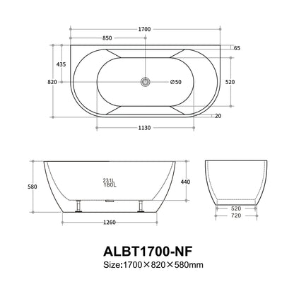 Deltora Back to Wall Bathtub 1500/1700mm