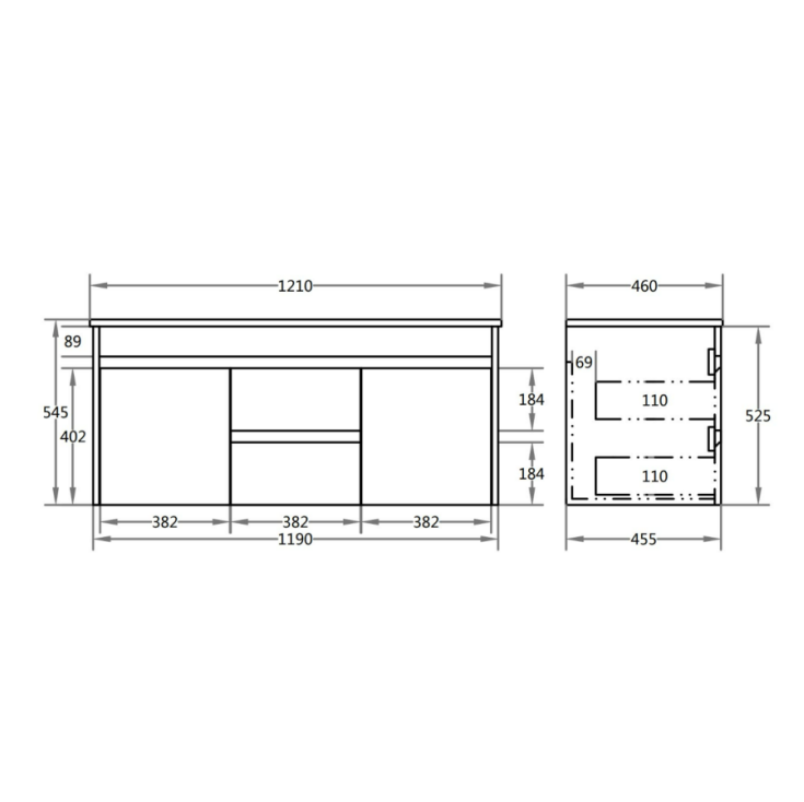 Arctic Gloss PVC Vanity 1200*460*550mm