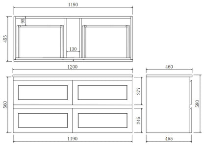 Onda Wall-Mounted Vanity 450/740/890/1200mm