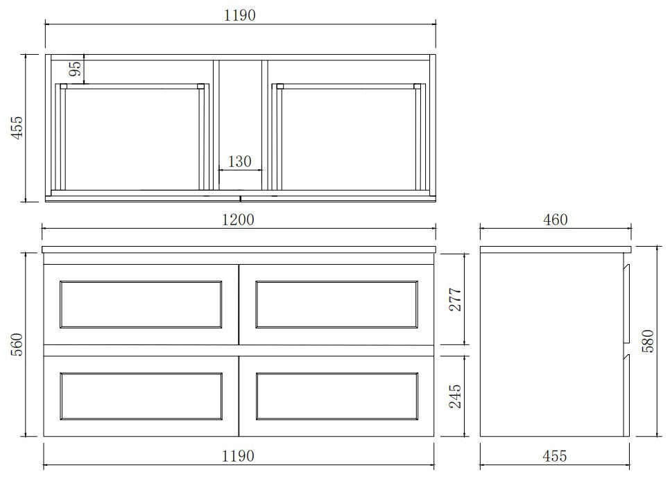 Onda Wall-Mounted Vanity 450/740/890/1200mm
