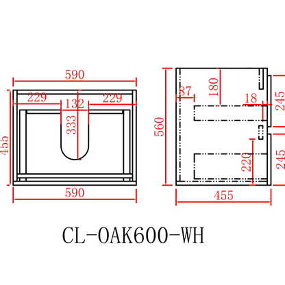 PVC Wall-Mounted Vanity Cabinet 600/750/900mm