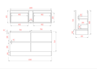 Leg Vanity Cabinet (PVC Material) 590-1500mm (Luxern)