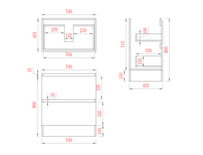 Leg Vanity Cabinet (PVC Material) 590-1500mm (Luxern)