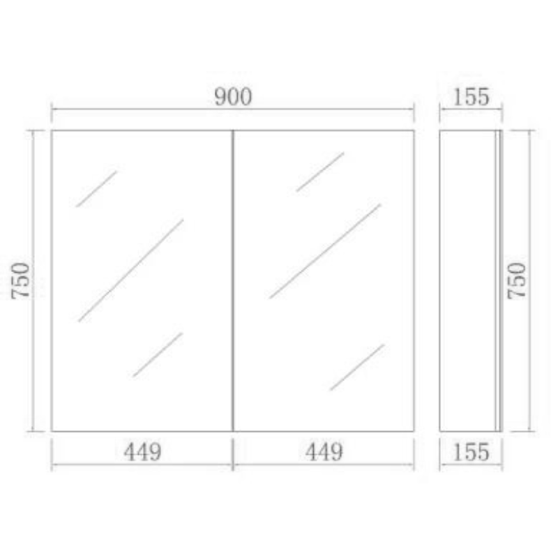 PVC Shaving Cabinet – Moisture-Resistant Bathroom Storage 600–1500mm