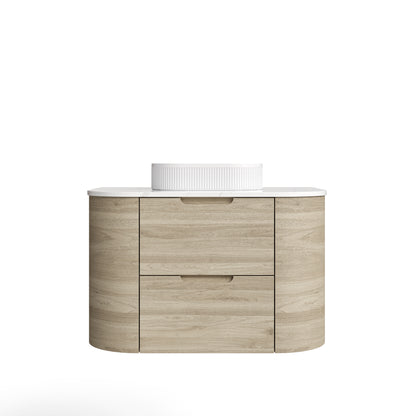 VITO CALVO Fluted  Wall-Hung Curved Cabinet with Soft Closing Drawers 750/900 CAL750W-CO/CAL900W-CO